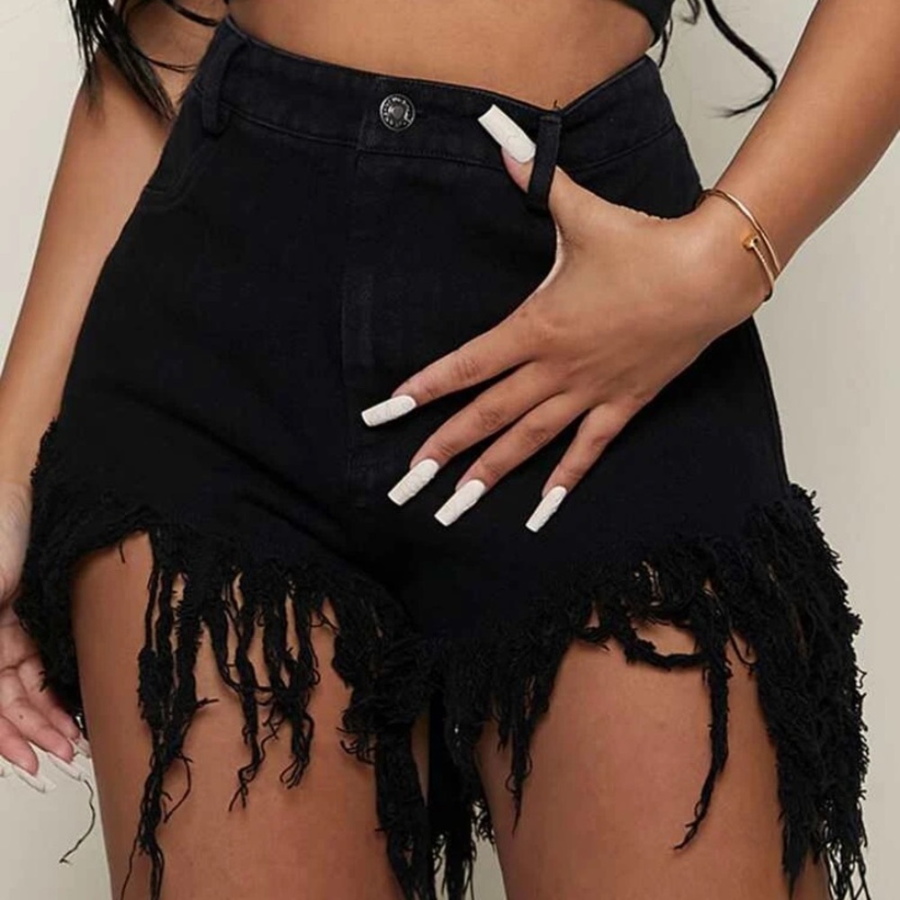 Black high rise shorts